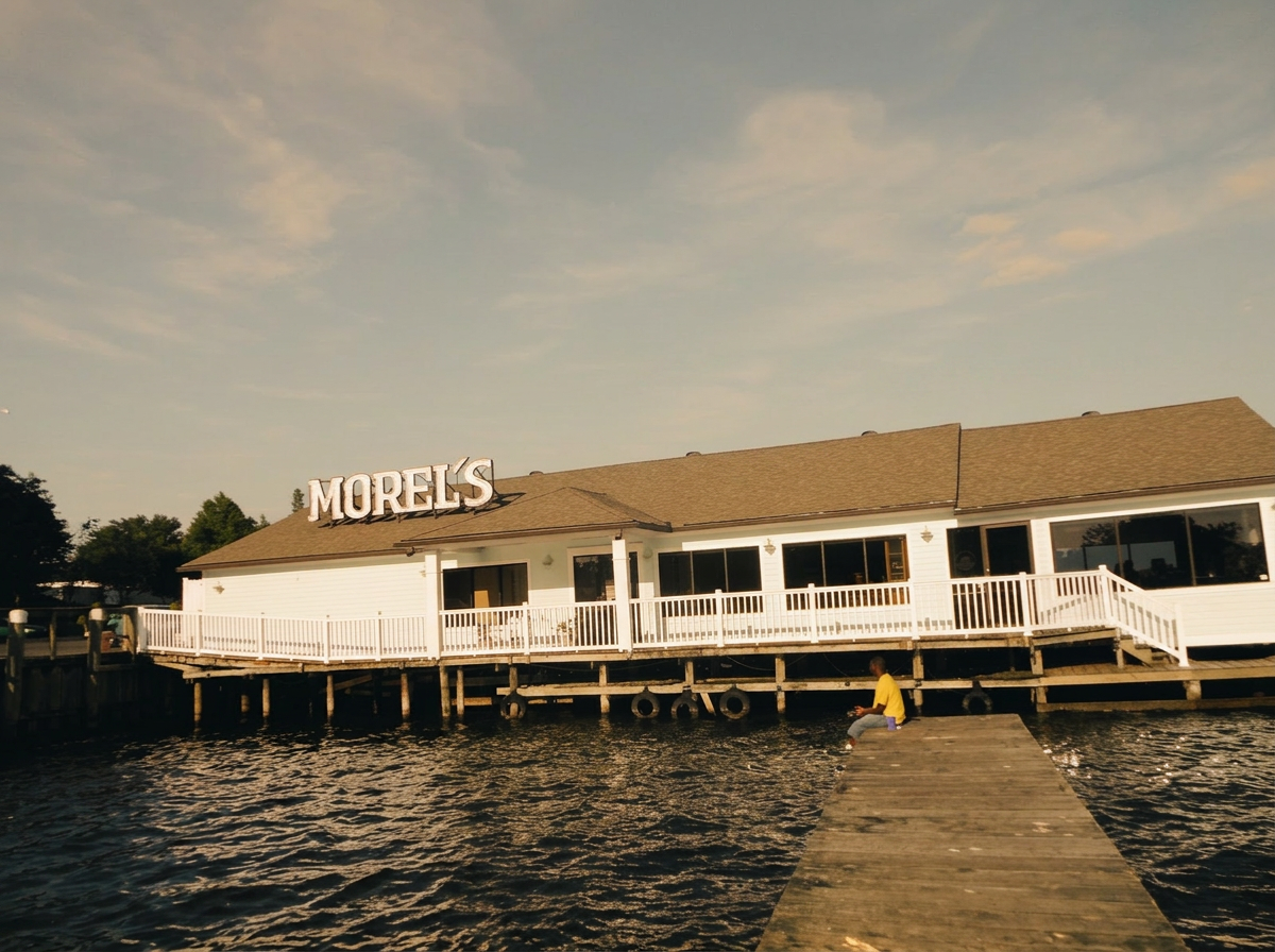 Morel's Restaurant waterfront building on False River in New Roads, Louisiana