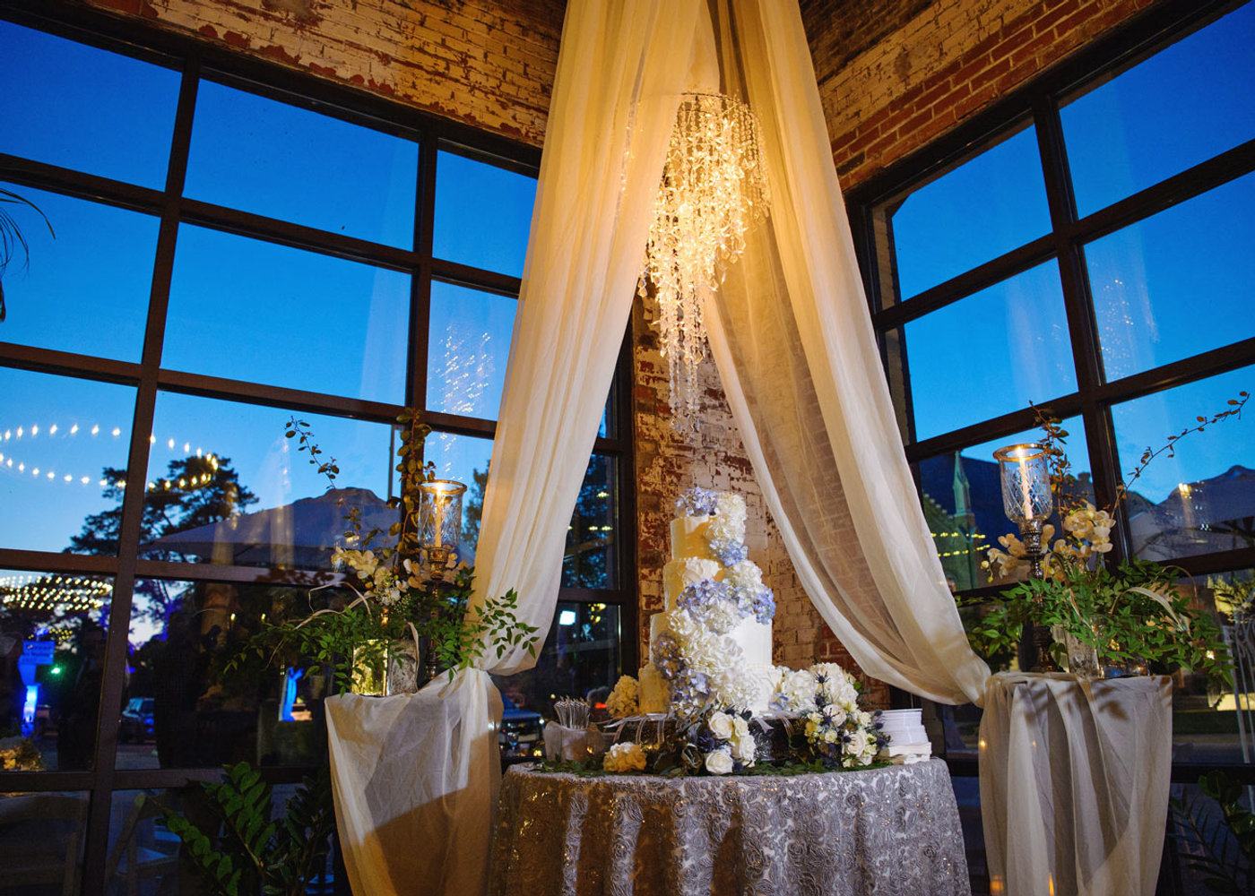 Evening light through the tall windows of Morel's dining room