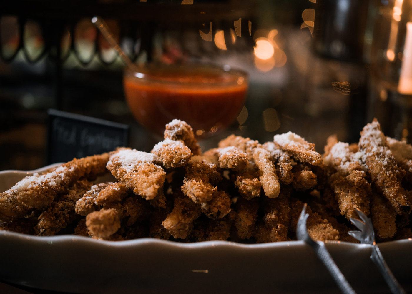 Golden fried Louisiana seafood served at Morel's Restaurant