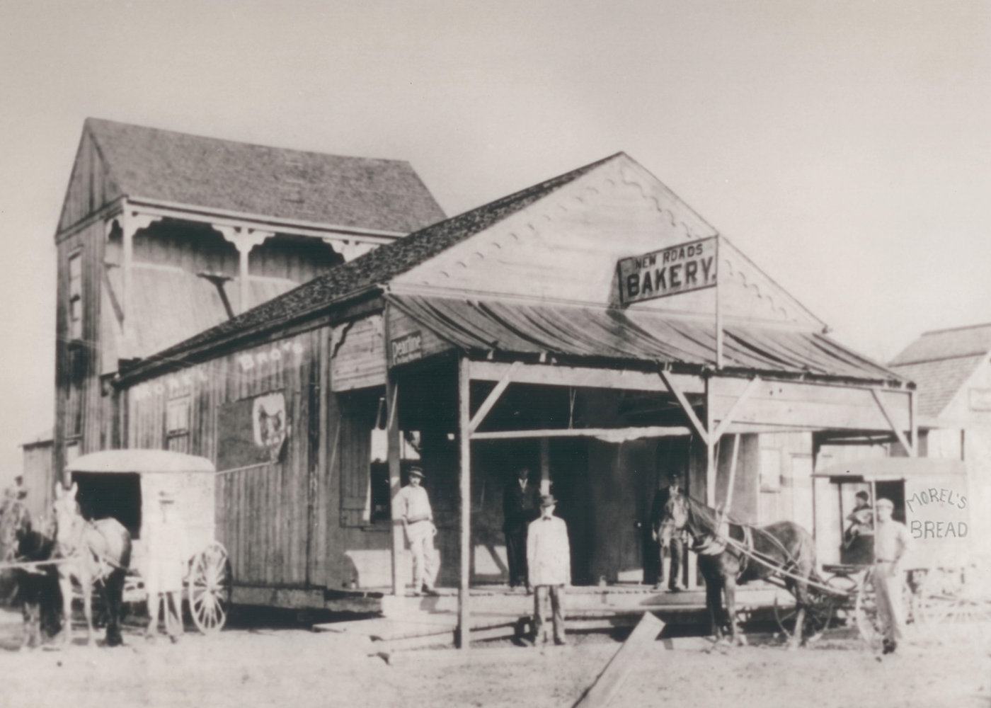 A historic photograph from the archives of Morel's Restaurant in New Roads, Louisiana