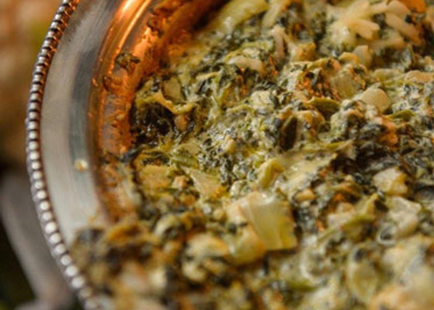 Bubbling house-made spinach and artichoke dip